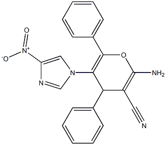 2-amino-5-{4-nitro-1H-imidazol-1-yl}-4,6-diphenyl-4H-pyran-3-carbonitrile 结构式