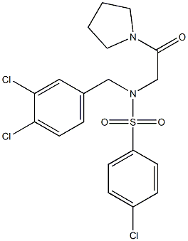 4-chloro-N-(3,4-dichlorobenzyl)-N-[2-oxo-2-(1-pyrrolidinyl)ethyl]benzenesulfonamide 结构式