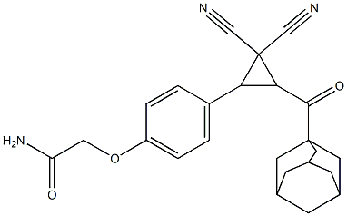 2-{4-[3-(1-adamantylcarbonyl)-2,2-dicyanocyclopropyl]phenoxy}acetamide 结构式