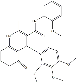 N-(2-methoxyphenyl)-2-methyl-5-oxo-4-(2,3,4-trimethoxyphenyl)-1,4,5,6,7,8-hexahydro-3-quinolinecarboxamide 结构式