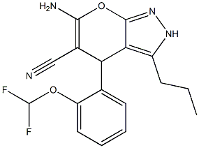 6-amino-4-[2-(difluoromethoxy)phenyl]-3-propyl-2,4-dihydropyrano[2,3-c]pyrazole-5-carbonitrile 结构式