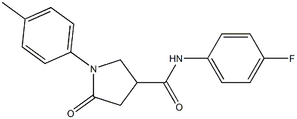 N-(4-fluorophenyl)-1-(4-methylphenyl)-5-oxo-3-pyrrolidinecarboxamide 结构式