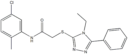 N-(5-chloro-2-methylphenyl)-2-[(4-ethyl-5-phenyl-4H-1,2,4-triazol-3-yl)sulfanyl]acetamide 结构式