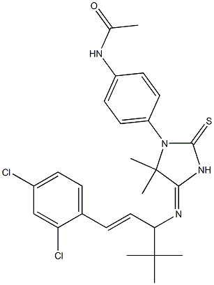 N-[4-(4-{[1-tert-butyl-3-(2,4-dichlorophenyl)-2-propenyl]imino}-5,5-dimethyl-2-thioxo-1-imidazolidinyl)phenyl]acetamide 结构式