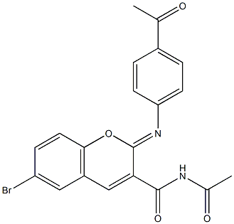 N-acetyl-2-[(4-acetylphenyl)imino]-6-bromo-2H-chromene-3-carboxamide 结构式