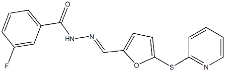 3-fluoro-N'-{[5-(2-pyridinylsulfanyl)-2-furyl]methylene}benzohydrazide 结构式