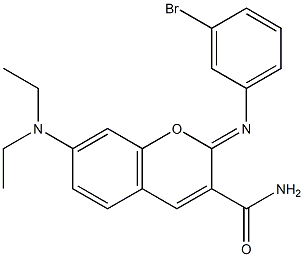 2-[(3-bromophenyl)imino]-7-(diethylamino)-2H-chromene-3-carboxamide 结构式