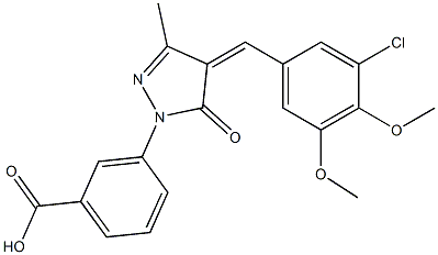 3-[4-(3-chloro-4,5-dimethoxybenzylidene)-3-methyl-5-oxo-4,5-dihydro-1H-pyrazol-1-yl]benzoic acid 结构式