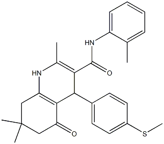 2,7,7-trimethyl-N-(2-methylphenyl)-4-[4-(methylsulfanyl)phenyl]-5-oxo-1,4,5,6,7,8-hexahydroquinoline-3-carboxamide 结构式