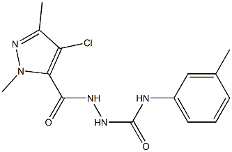 2-[(4-chloro-1,3-dimethyl-1H-pyrazol-5-yl)carbonyl]-N-(3-methylphenyl)hydrazinecarboxamide 结构式