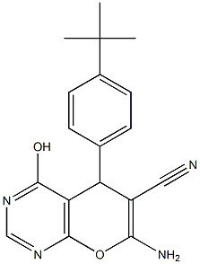 7-amino-5-(4-tert-butylphenyl)-4-hydroxy-5H-pyrano[2,3-d]pyrimidine-6-carbonitrile 结构式