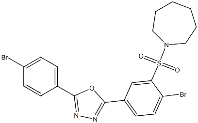 1-({2-bromo-5-[5-(4-bromophenyl)-1,3,4-oxadiazol-2-yl]phenyl}sulfonyl)azepane 结构式