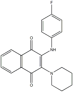 2-(4-fluoroanilino)-3-(1-piperidinyl)naphthoquinone 结构式