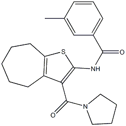 3-methyl-N-[3-(1-pyrrolidinylcarbonyl)-5,6,7,8-tetrahydro-4H-cyclohepta[b]thien-2-yl]benzamide 结构式