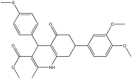 methyl 7-(3,4-dimethoxyphenyl)-2-methyl-4-[4-(methylsulfanyl)phenyl]-5-oxo-1,4,5,6,7,8-hexahydro-3-quinolinecarboxylate 结构式