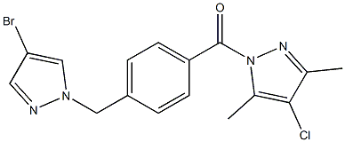 1-{4-[(4-bromo-1H-pyrazol-1-yl)methyl]benzoyl}-4-chloro-3,5-dimethyl-1H-pyrazole 结构式