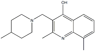 2,8-dimethyl-3-[(4-methyl-1-piperidinyl)methyl]-4-quinolinol 结构式