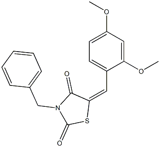 3-benzyl-5-(2,4-dimethoxybenzylidene)-1,3-thiazolidine-2,4-dione 结构式