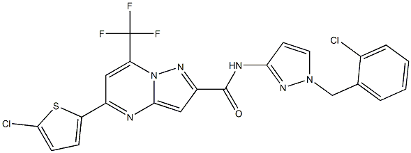 N-[1-(2-chlorobenzyl)-1H-pyrazol-3-yl]-5-(5-chloro-2-thienyl)-7-(trifluoromethyl)pyrazolo[1,5-a]pyrimidine-2-carboxamide 结构式