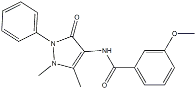N-(1,5-dimethyl-3-oxo-2-phenyl-2,3-dihydro-1H-pyrazol-4-yl)-3-methoxybenzamide 结构式