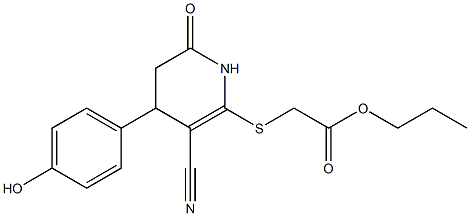 propyl {[3-cyano-4-(4-hydroxyphenyl)-6-oxo-1,4,5,6-tetrahydro-2-pyridinyl]sulfanyl}acetate 结构式