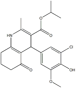 1-methylethyl 4-[3-chloro-4-hydroxy-5-(methyloxy)phenyl]-2-methyl-5-oxo-1,4,5,6,7,8-hexahydroquinoline-3-carboxylate 结构式