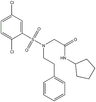 N-cyclopentyl-2-[[(2,5-dichlorophenyl)sulfonyl](2-phenylethyl)amino]acetamide 结构式