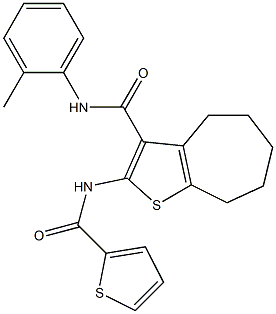 N-(2-methylphenyl)-2-[(2-thienylcarbonyl)amino]-5,6,7,8-tetrahydro-4H-cyclohepta[b]thiophene-3-carboxamide 结构式