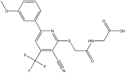 [({[3-cyano-6-(3-methoxyphenyl)-4-(trifluoromethyl)-2-pyridinyl]sulfanyl}acetyl)amino]acetic acid 结构式