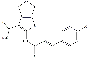 2-{[3-(4-chlorophenyl)acryloyl]amino}-5,6-dihydro-4H-cyclopenta[b]thiophene-3-carboxamide 结构式