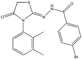 4-bromo-N'-[3-(2,3-dimethylphenyl)-4-oxo-1,3-thiazolidin-2-ylidene]benzohydrazide 结构式