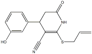 2-(allylsulfanyl)-4-(3-hydroxyphenyl)-6-oxo-1,4,5,6-tetrahydro-3-pyridinecarbonitrile 结构式