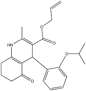 allyl 4-(2-isopropoxyphenyl)-2-methyl-5-oxo-1,4,5,6,7,8-hexahydro-3-quinolinecarboxylate 结构式