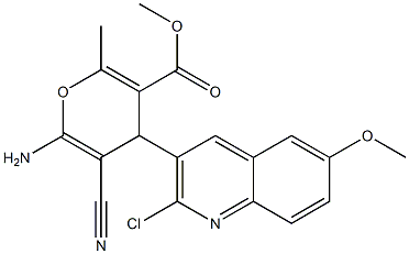 methyl 6-amino-4-[2-chloro-6-(methyloxy)quinolin-3-yl]-5-cyano-2-methyl-4H-pyran-3-carboxylate 结构式