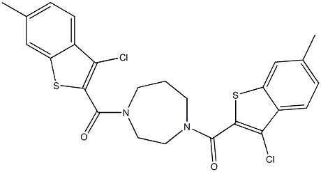 1,4-bis[(3-chloro-6-methyl-1-benzothien-2-yl)carbonyl]-1,4-diazepane 结构式