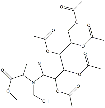 methyl 3-(hydroxymethyl)-2-[1,2,3,4,5-pentakis(acetyloxy)pentyl]-1,3-thiazolidine-4-carboxylate 结构式