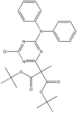 di(tert-butyl) 2-[4-chloro-6-(diphenylamino)-1,3,5-triazin-2-yl]-2-methylmalonate 结构式