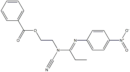 2-[cyano(N-{4-nitrophenyl}propanimidoyl)amino]ethyl benzoate 结构式