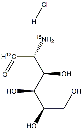 D葡糖胺-1-13C,15N 盐酸盐 结构式