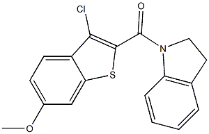 (3-chloro-6-methoxy-1-benzothiophen-2-yl)(2,3-dihydro-1H-indol-1-yl)methanone 结构式