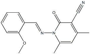 1-{[(E)-(2-methoxyphenyl)methylidene]amino}-4,6-dimethyl-2-oxo-1,2-dihydro-3-pyridinecarbonitrile 结构式