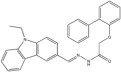 2-([1,1'-biphenyl]-2-yloxy)-N'-[(E)-(9-ethyl-9H-carbazol-3-yl)methylidene]acetohydrazide 结构式