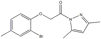 2-(2-bromo-4-methylphenoxy)-1-(3,5-dimethyl-1H-pyrazol-1-yl)-1-ethanone 结构式