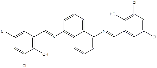 2,4-dichloro-6-{[(5-{[(E)-(3,5-dichloro-2-hydroxyphenyl)methylidene]amino}-1-naphthyl)imino]methyl}phenol 结构式