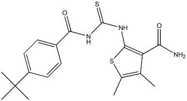 2-[({[4-(tert-butyl)benzoyl]amino}carbothioyl)amino]-4,5-dimethyl-3-thiophenecarboxamide 结构式