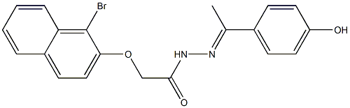 2-[(1-bromo-2-naphthyl)oxy]-N'-[(E)-1-(4-hydroxyphenyl)ethylidene]acetohydrazide 结构式