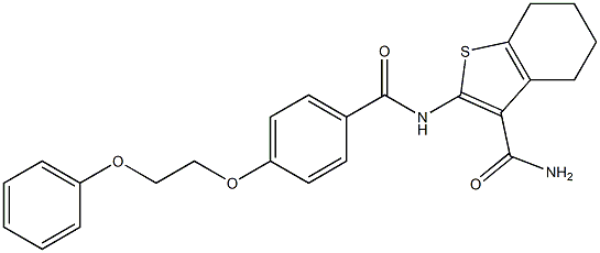 2-{[4-(2-phenoxyethoxy)benzoyl]amino}-4,5,6,7-tetrahydro-1-benzothiophene-3-carboxamide 结构式