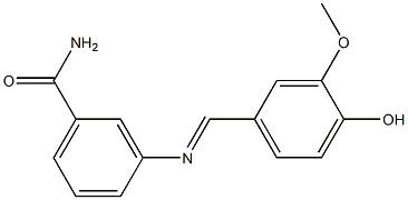 3-{[(E)-(4-hydroxy-3-methoxyphenyl)methylidene]amino}benzamide 结构式