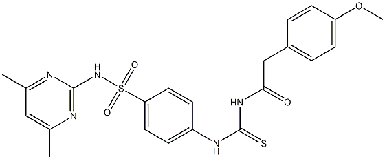 N-(4,6-dimethyl-2-pyrimidinyl)-4-[({[2-(4-methoxyphenyl)acetyl]amino}carbothioyl)amino]benzenesulfonamide 结构式