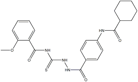 N-[(2-{4-[(cyclohexylcarbonyl)amino]benzoyl}hydrazino)carbothioyl]-2-methoxybenzamide 结构式